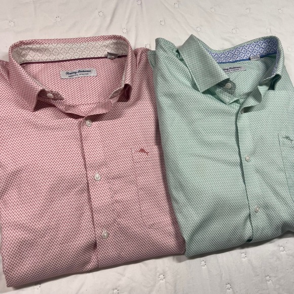 Tommy Bahama Other - Tommy Bahama Sarasota Stretch Shirts Lot of 2 Mens XL Pink Green Long Sleeve